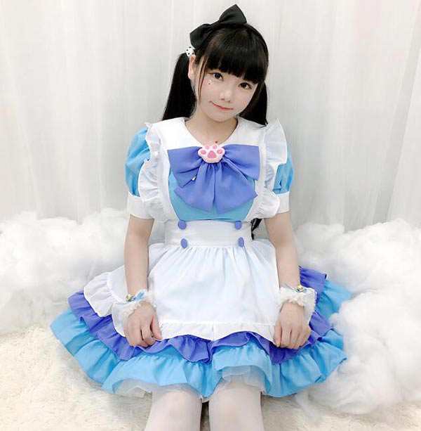 メイド服 ハロウィン コスプレ衣装4点セット 半袖ワンピース